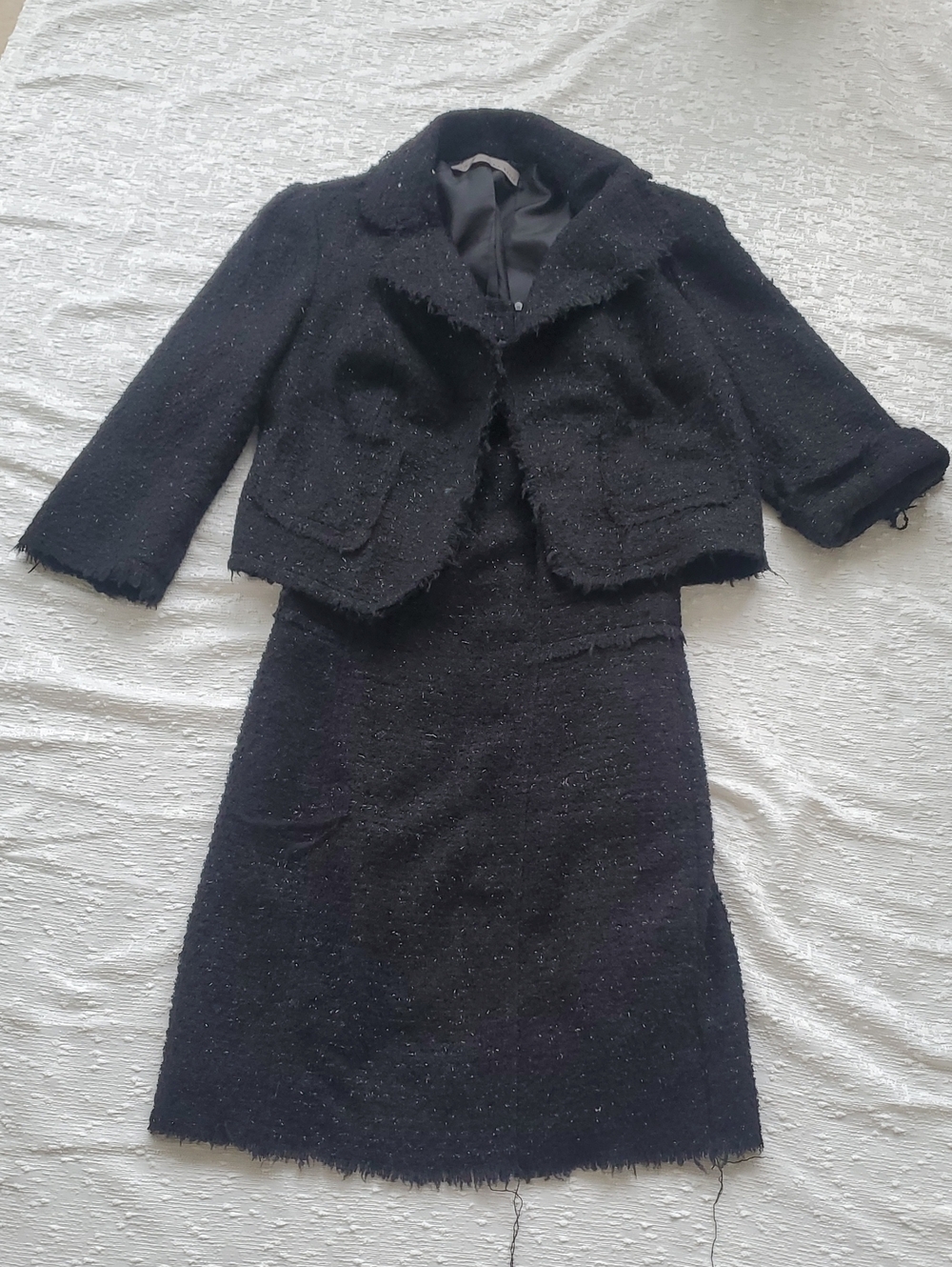 Zara Black Tweed Mini Dress with Matching Jacket